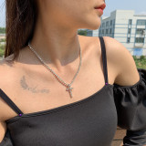 Punk Rhinestone Cross Pendant Necklace BYCF-0224