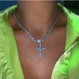 Punk Rhinestone Cross Pendant Necklace BYCF-0224