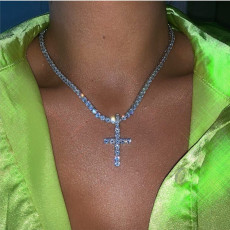 Punk Rhinestone Cross Pendant Necklace BYCF-0224