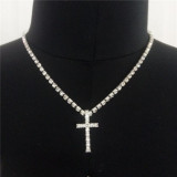 Punk Rhinestone Cross Pendant Necklace BYCF-0224