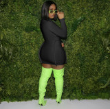 Solid Long Sleeve Bodycon Mini Dress DDF-88123
