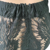 Sexy Lace Long Sleeve Hollow Out 2 Piece Pants Set NIK-261