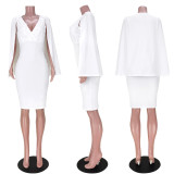 Sexy Pearls V Neck Bodycon Cloak Dress ASL-6507