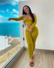 Sexy Off Shoulder Long Sleeve 2 Piece Pants Set SMD-82082