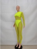 Sexy Mesh Patchwork Long Sleeve Jumpsuit FENF-175