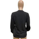 Letter Print O Neck Full Sleeve Sweatshirt Top LM-8279