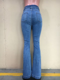 Denim Ripped Mid-Waist Sashes Flared Jeans ORY-5175-1