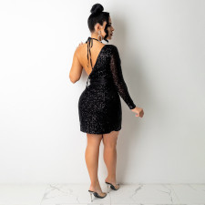 Sexy Sequin One Shoulder Club Dress With Bra SH-390199