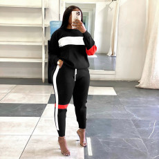Plus Size Casual Patchwork Long Sleeve 2 Piece Pants Set SH-390203