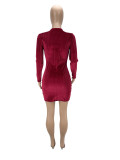 Solid Long Sleeve Mini Dress CXLF-860