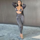 Sexy Mesh Patchwork Club Jumpsuit With Bra SH-390025