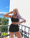 Solid Plush Vest Top And Shorts 2 Piece Sets TE-4325