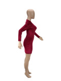 Solid Long Sleeve Mini Dress CXLF-860
