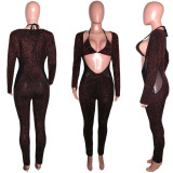 Sexy Mesh Patchwork Club Jumpsuit With Bra SH-390025