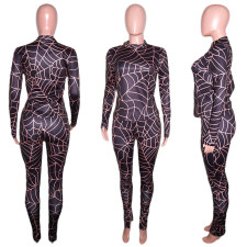 Cobweb Print Long Sleeve 2 Piece Pants Set SH-390024