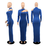 Solid Hollow Out Long Sleeve Maxi Dress YIBF-6111