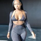 Sexy Mesh Patchwork Club Jumpsuit With Bra SH-390025