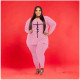 Plus Size Letter Print V Neck Long Sleeve 2 Piece Sets WAF-77267