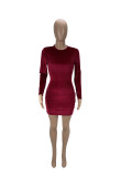 Solid Long Sleeve Mini Dress CXLF-860