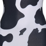 Sexy Printed Long Sleeve Zipper Maxi Dress SH-390056