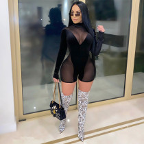 Sexy Patchwork See Though Club Romper SH-390029