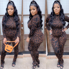 Cobweb Print Long Sleeve 2 Piece Pants Set SH-390024