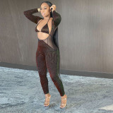 Sexy Mesh Patchwork Club Jumpsuit With Bra SH-390025