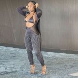 Sexy Mesh Patchwork Club Jumpsuit With Bra SH-390025
