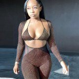 Sexy Mesh Patchwork Club Jumpsuit With Bra SH-390025