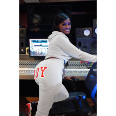 BODY Letter Print Sports Hoodie Two Piece Pants Set SFY-2137