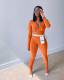 Solid Sports Full Sleeve Zipper Two Piece Pants Set (Without Belt) MIL-L266