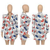 Casual Lip Letter Print Full Sleeve Blazer Coat GLF-10037