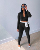 Solid Sports Full Sleeve Zipper Two Piece Pants Set (Without Belt) MIL-L266