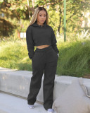 Solid Plush Hoodie Top And Pants Casual 2 Piece Suits FSL-F173