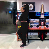 BODY Letter Print Sports Hoodie Two Piece Pants Set SFY-2137