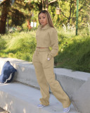 Solid Plush Hoodie Top And Pants Casual 2 Piece Suits FSL-F173