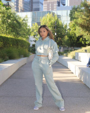 Solid Plush Hoodie Top And Pants Casual 2 Piece Suits FSL-F173