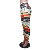 Colorful Printed Mid-Waist Pocket Casual Pants BS-1286