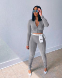 Solid Sports Full Sleeve Zipper Two Piece Pants Set (Without Belt) MIL-L266