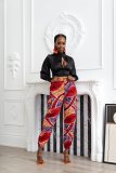 Colorful Printed Mid-Waist Pocket Casual Pants BS-1286