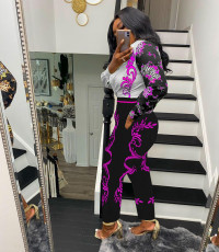 Casual Printed Full Sleeve Blouse And Pants 2 Piece Suits MEI-9203