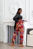 Colorful Printed Mid-Waist Pocket Casual Pants BS-1286