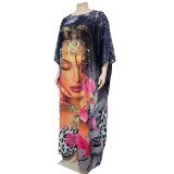 Plus Size Casual Printed Loose Maxi Dress NNWF-7297