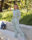 Solid Plush Hoodie Top And Pants Casual 2 Piece Suits FSL-F173