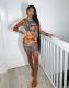 Plus Size Butterfly Print Long Sleeve Mini Dress OM-1266