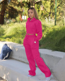Solid Plush Hoodie Top And Pants Casual 2 Piece Suits FSL-F173