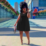 Plus Size Solid Sleeveless Mini Dress PHF-13256