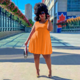 Plus Size Solid Sleeveless Mini Dress PHF-13256