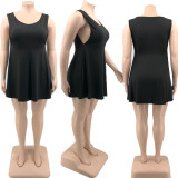 Plus Size Solid Sleeveless Mini Dress PHF-13256