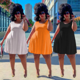 Plus Size Solid Sleeveless Mini Dress PHF-13256
